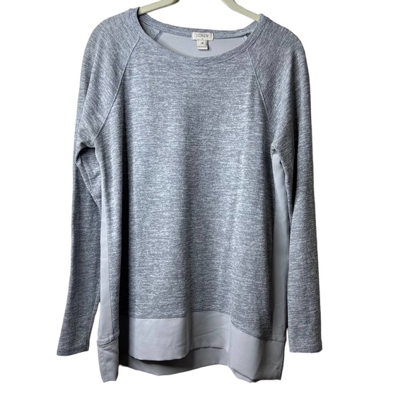 J. Crew Factory Sweaters - J.Crew Factory Gray Space Dye Cotton Blend Front Organza Material Back Sweater M